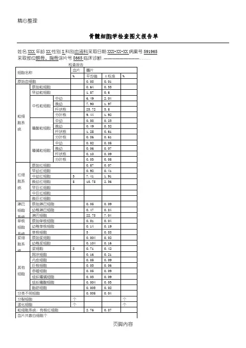 骨髓细胞学检查图文分析报告单模板 2