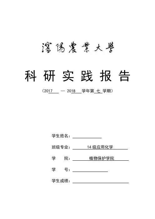 科研实习报告