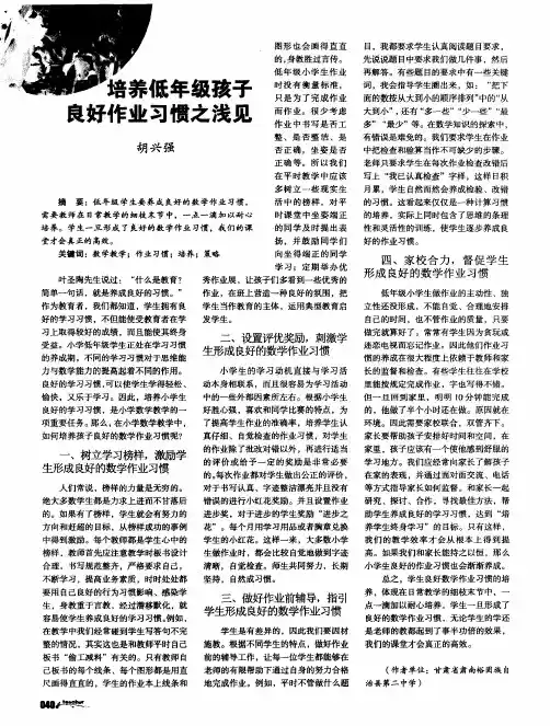 培养低年级孩子良好作业习惯之浅见