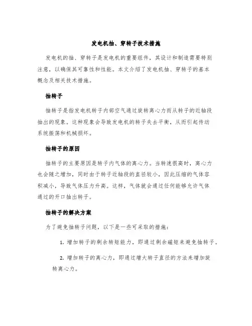 发电机抽、穿转子技术措施