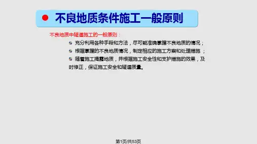 不良地质条件隧道施工PPT课件