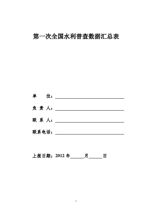 第一次全国水利普查数据汇总表