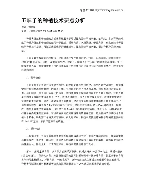 五味子的种植技术要点分析