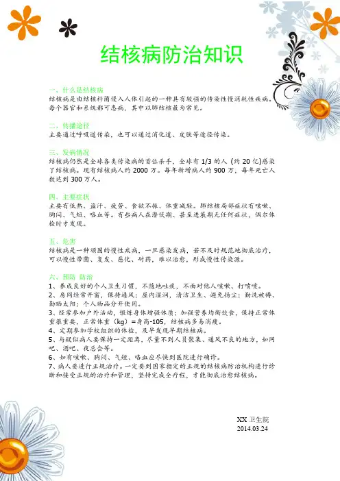 结核病防治知识宣传资料