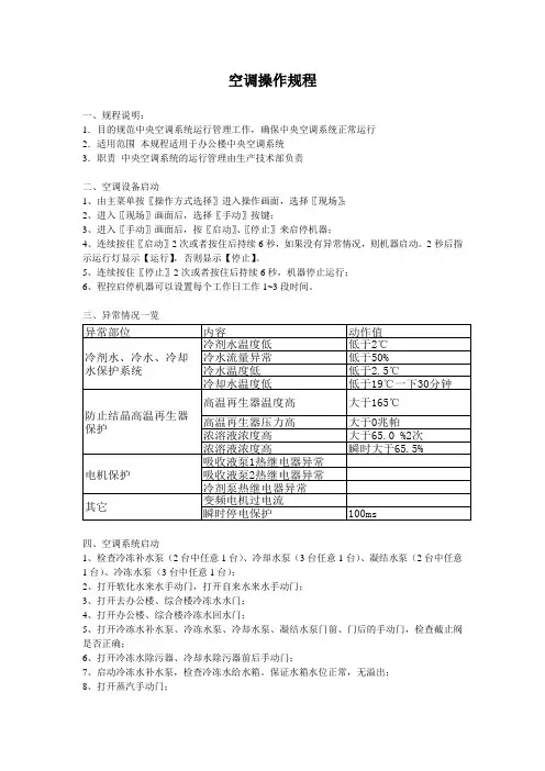 空调操作规程