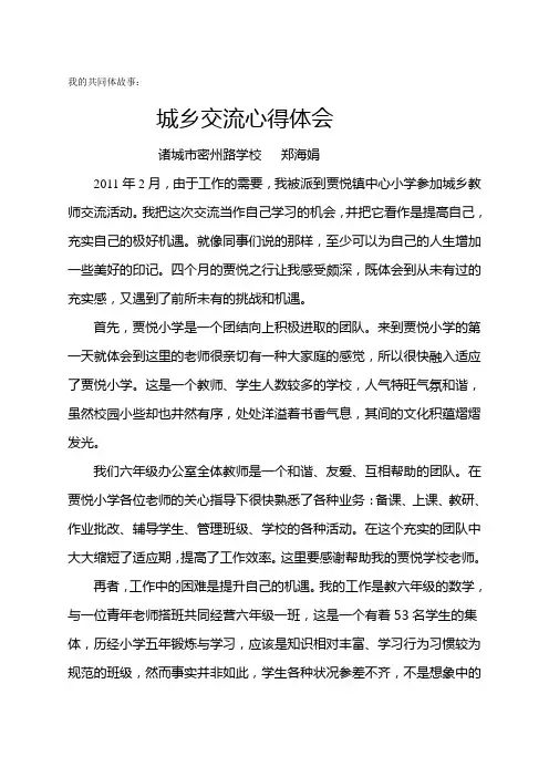 城乡交流心得体会(郑海娟)