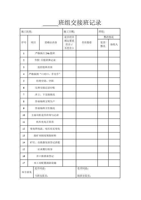 煤矿班组交接班记录 3