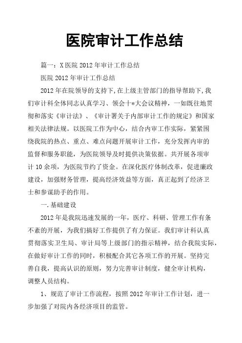 医院审计工作总结