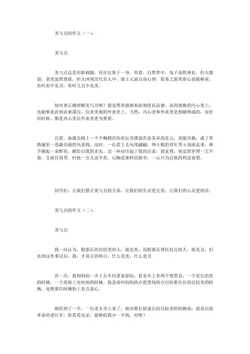 美与丑的作文12篇