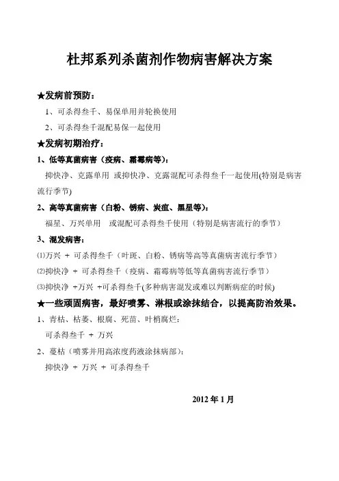 杜邦系列杀菌剂作物病害解决方案