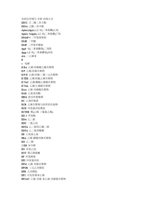 有机化学缩写名称结构大全