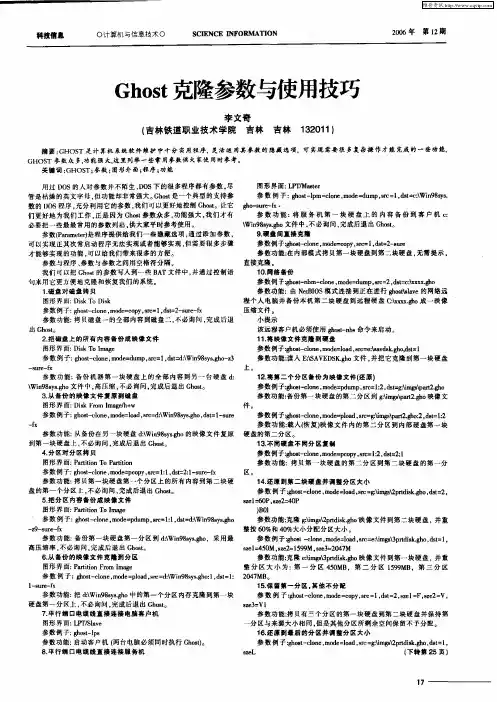 Ghost克隆参数与使用技巧
