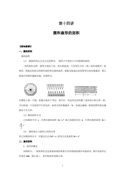 沪教版(上海)六年级第一学期第十四讲 圆和扇形的面积学案