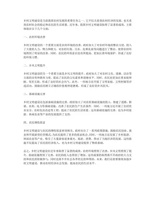 乡村文明建设取得的成效