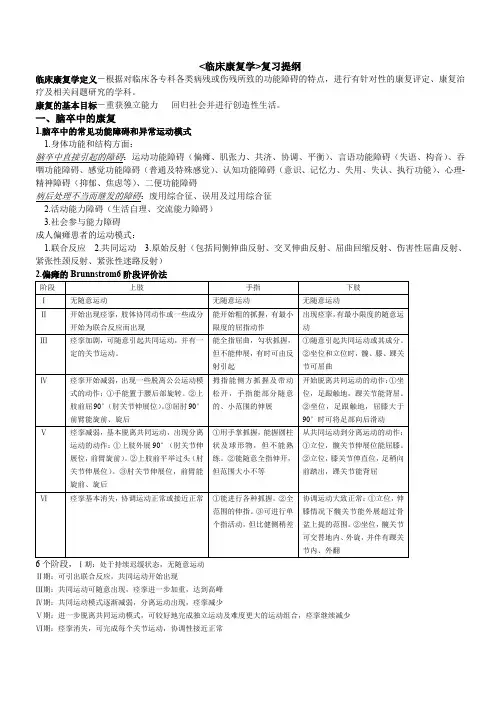 临床康复-复习题(Sure版)
