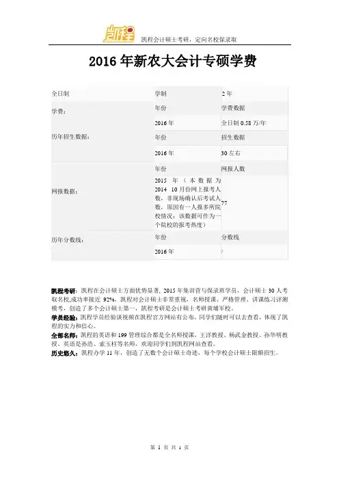 2016年新农大会计专硕学费
