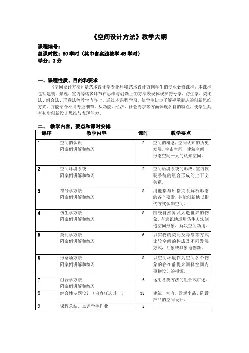 空间设计方法教学大纲