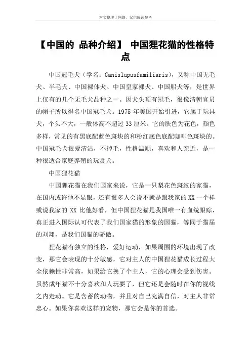 【中国的 品种介绍】 中国狸花猫的性格特点