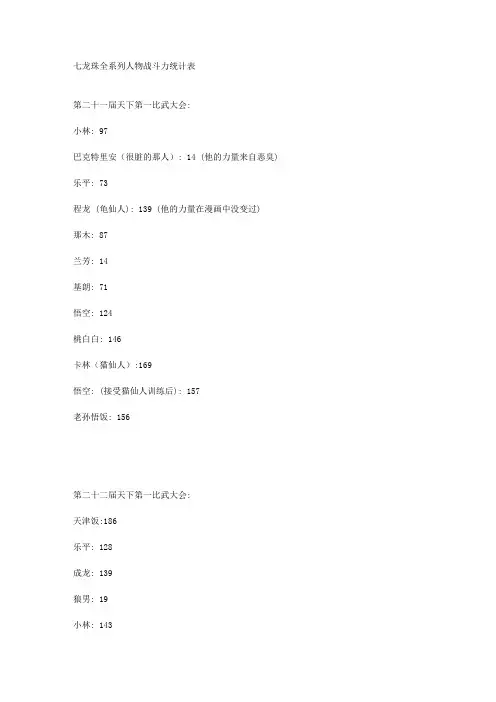 七龙珠人物战斗力统计表 2