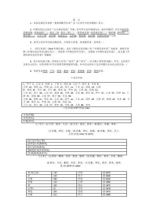 中国历代纪年详表