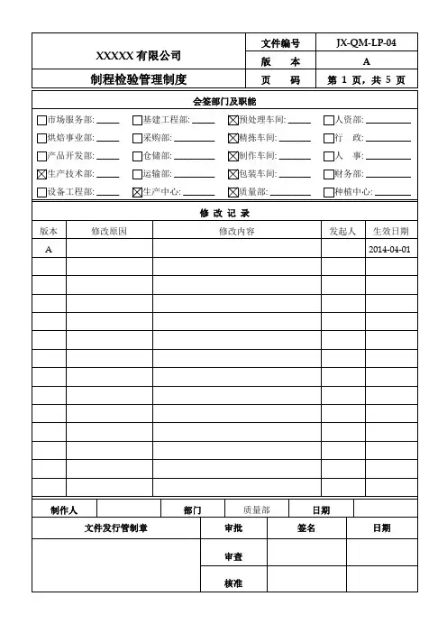 制程检验管理制度(模板)