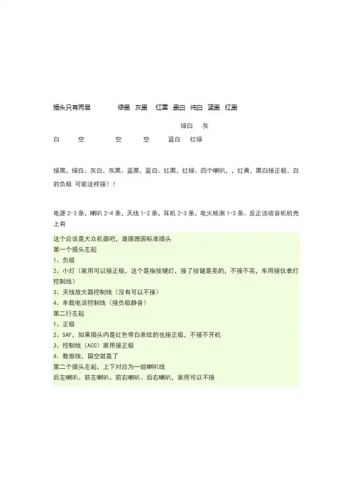 汽车CD改装收音机接线图