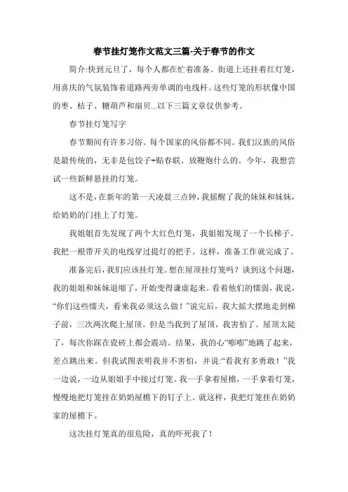 春节挂灯笼作文范文三篇-关于春节的作文.doc