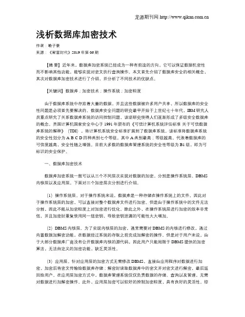 浅析数据库加密技术