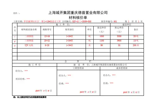 材料核价单