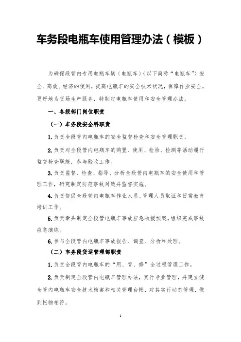 车务段电瓶车使用管理办法(模板)