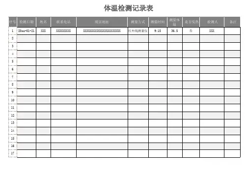 体温检测记录表Excel模板