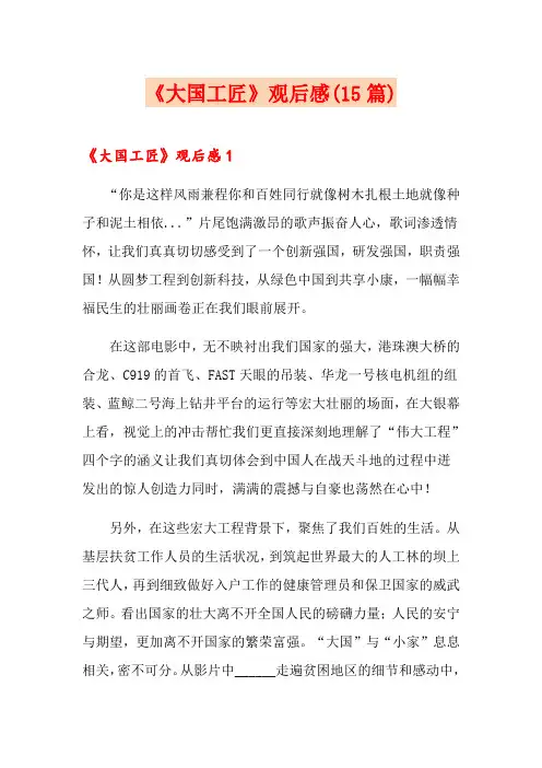 《大国工匠》观后感(15篇)