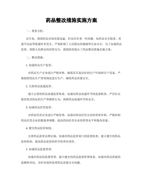 药品整改措施实施方案