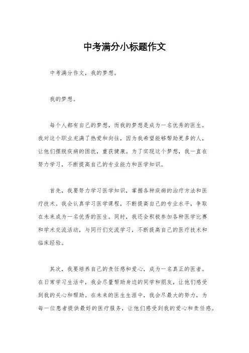 中考满分小标题作文