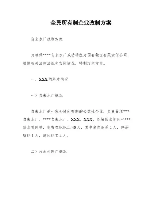 全民所有制企业改制方案