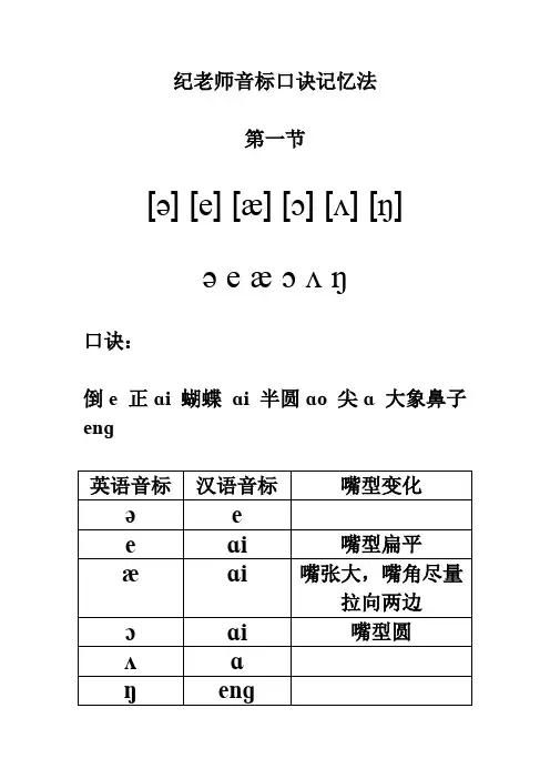 最全纪老师,48个国际音标的记忆口诀【讲义】打印版.doc