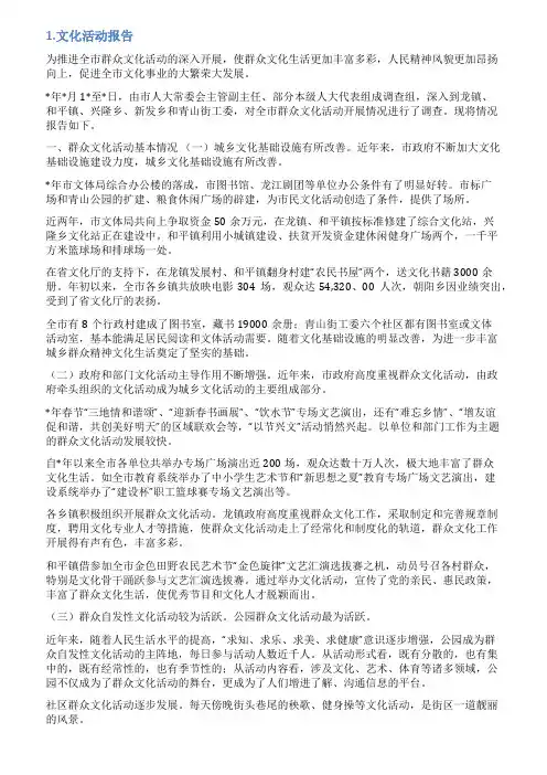 文体活动的情况说明报告