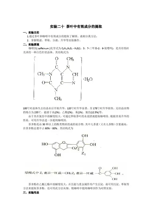 茶叶中有效成分的提取