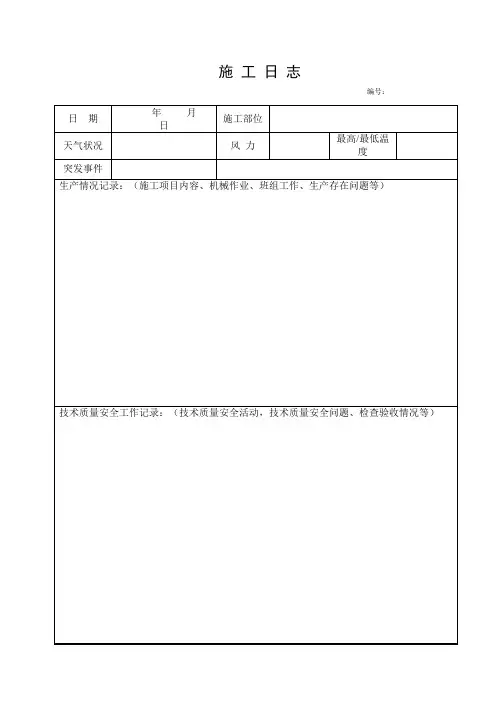施工日志空白表格 2