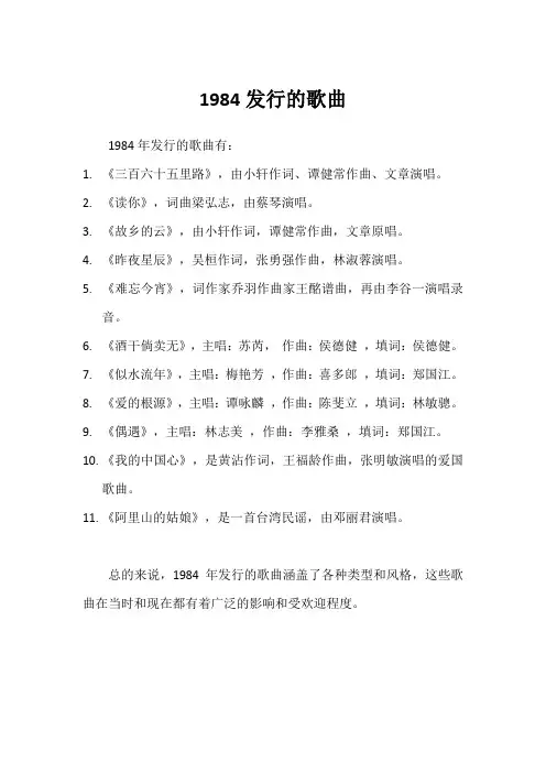 1984发行的歌曲