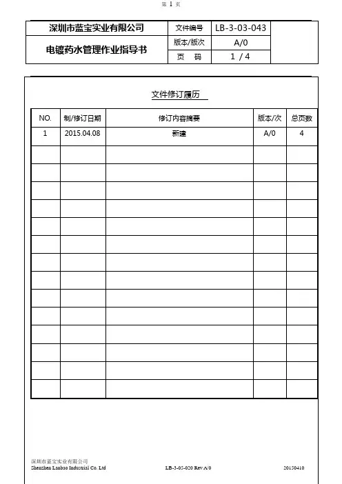 电镀药水管理