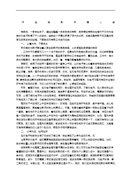 师徒带教师傅小结