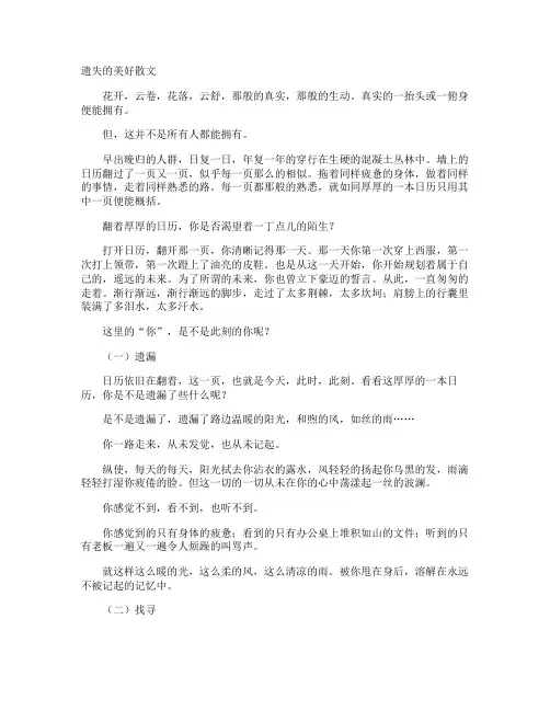 遗失的美好散文