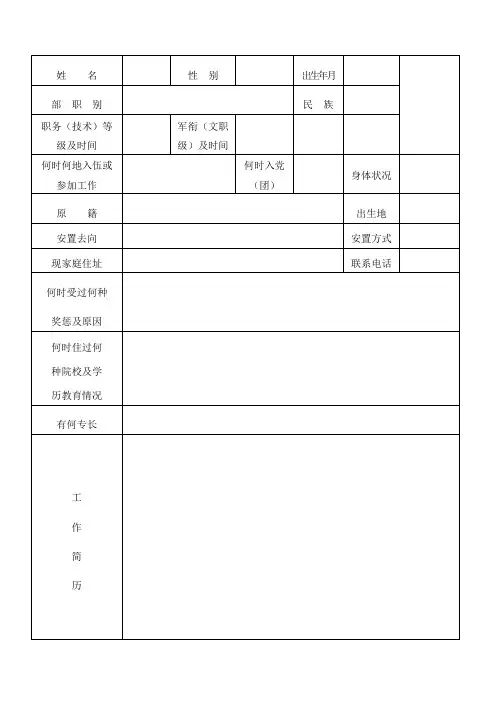 档案表格