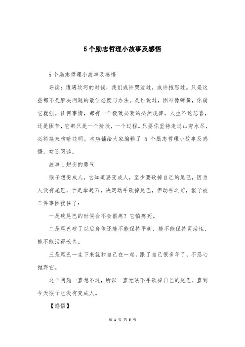 5个励志哲理小故事及感悟