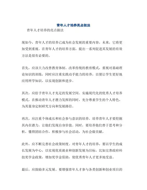 青年人才培养亮点做法