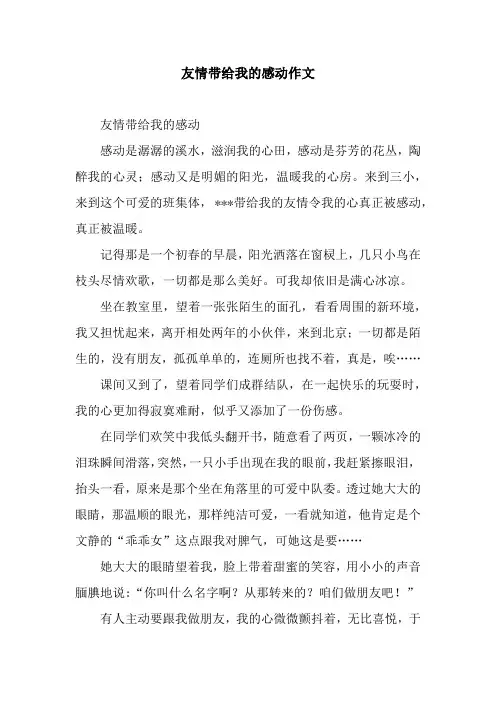 友情带给我的感动作文