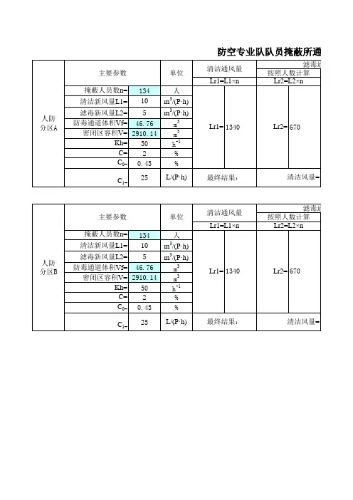 人防通风计算