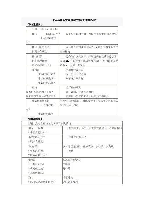 个人与团队管理形成性考核册答案作业2 2