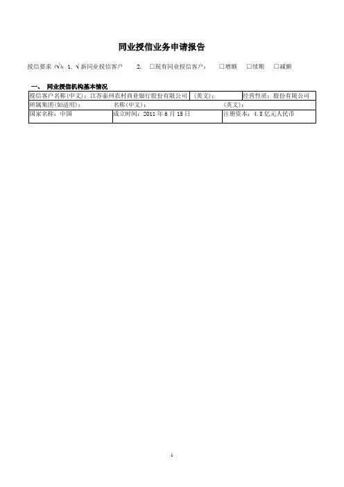 农商行授信报告